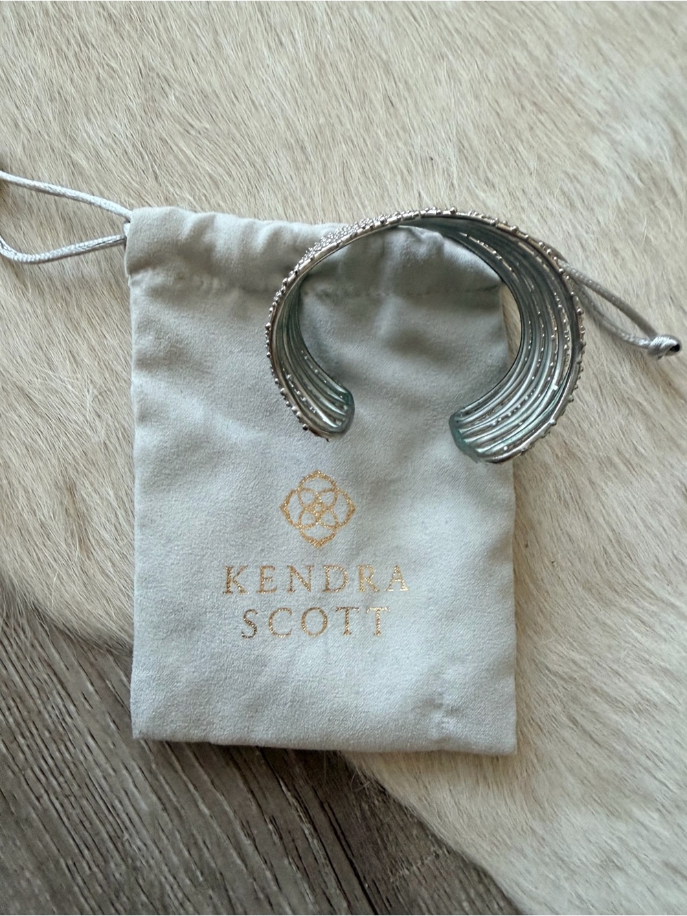 Kendra Scott Silver Textured Multi-Band Cuff Bracelet - Picture 4 of 4
